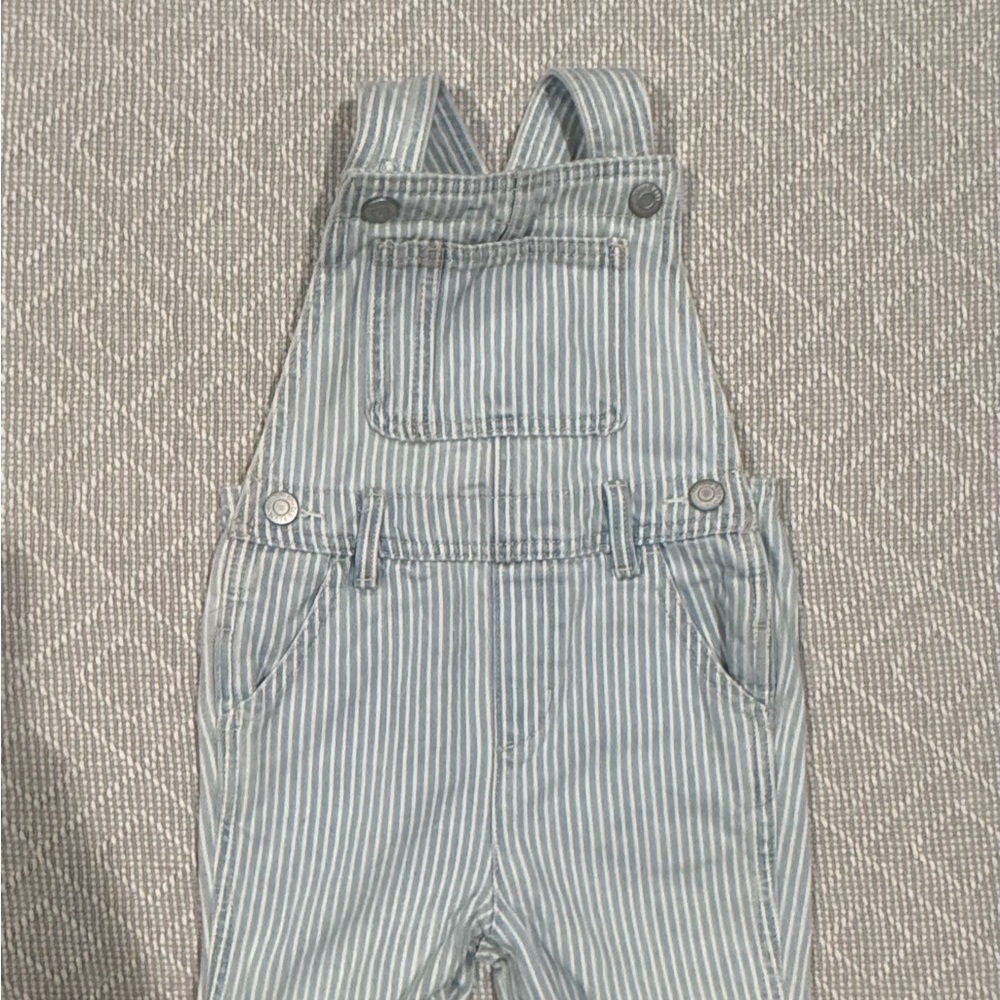 Old Navy Light Blue & White Striped Kids Overalls